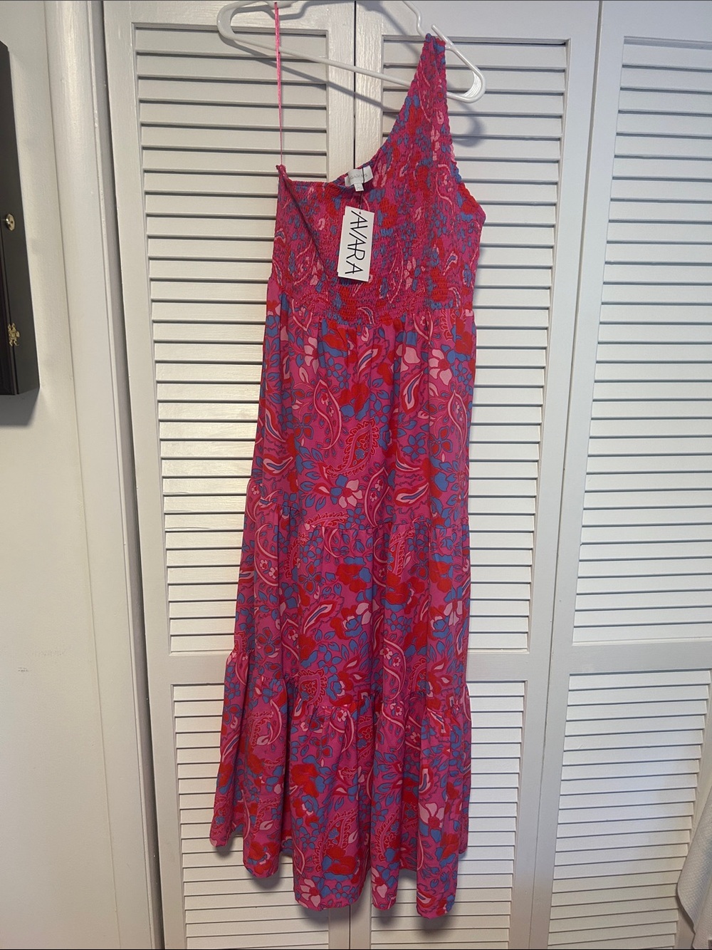 Sugarlips One-Shoulder Pink & Blue Floral Maxi Dress
